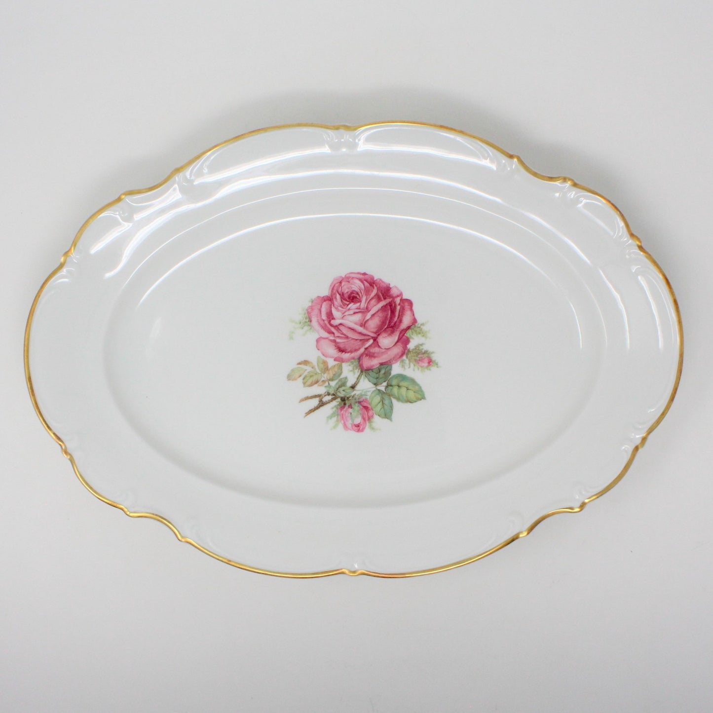 Serving Platter, Hutschenreuther, The Dundee, Pink Rose, Bavaria, Germany, Vintage 15"