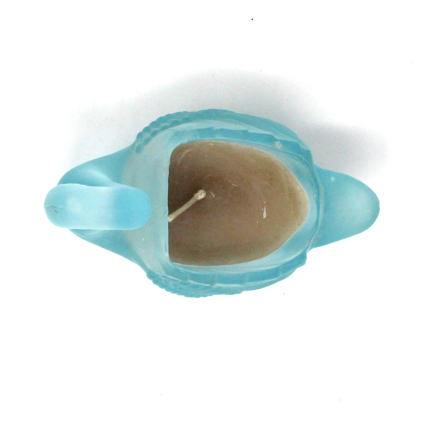 Candle Holder, Swan, Blue Glass Votive Holder, Frosted Glass, Vintage, 1980's