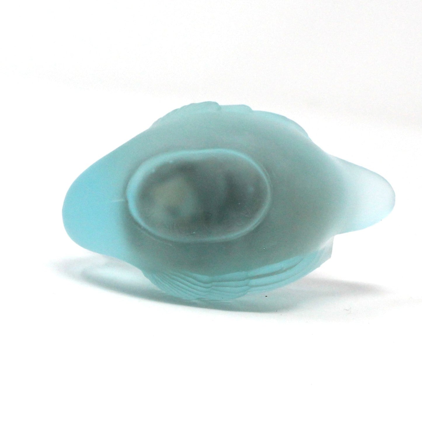 Candle Holder, Swan, Blue Glass Votive Holder, Frosted Glass, Vintage, 1980's