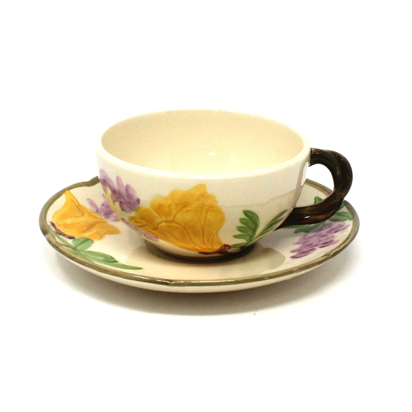 Teacup & Saucer, Franciscan, Poppy, Half Moon Mark, Vintage USA, 1950's