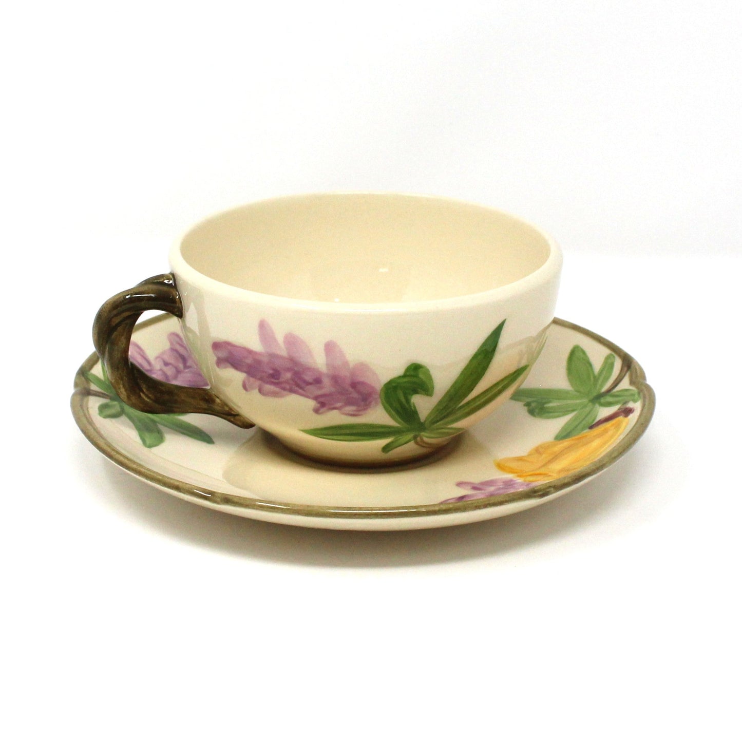 Teacup & Saucer, Franciscan, Poppy, Half Moon Mark, Vintage USA, 1950's