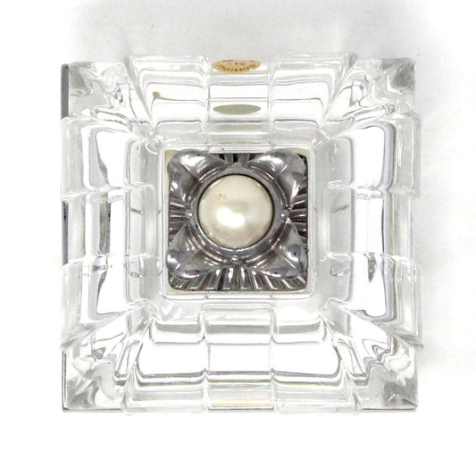 Trinket Box, Lenox, Lead Crystal Box, Silver & Pearl Accent, Vanity Ring Box, Germany, Vintage