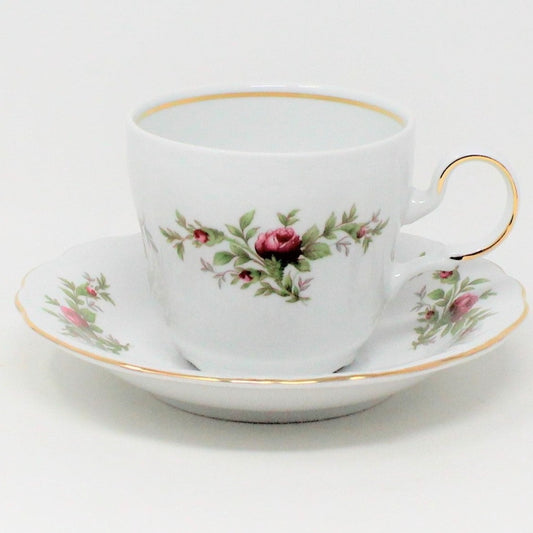 Coffee Cup and Saucer, Johann Haviland, Moss Rose, Thailand, Vintage