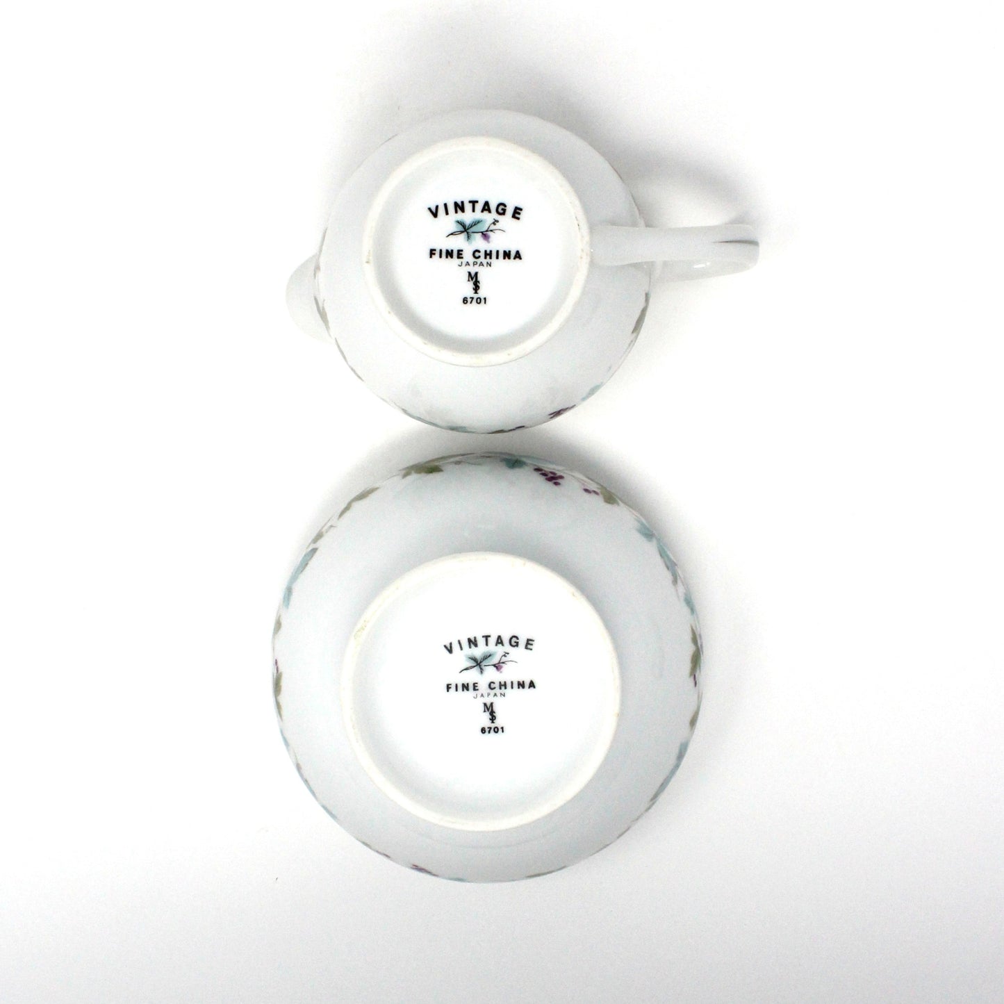 Creamer & Sugar with Lid, Fine China of Japan, Vintage 6701, Vintage