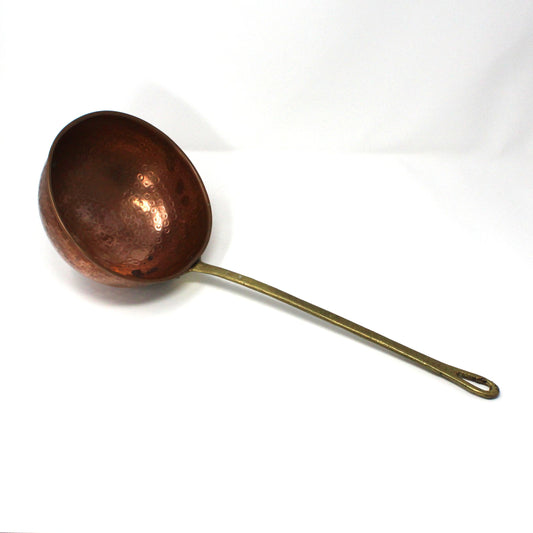Ladle, Large Hammered Copper and Riveted Brass Handle, Vintage 19.5"