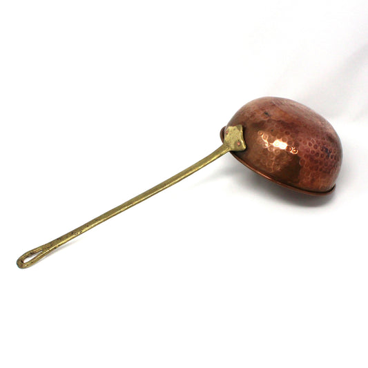 Ladle, Large Hammered Copper and Riveted Brass Handle, Vintage 19.5"