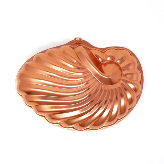 Decorative Mold, Copper Jello Mold, Seashell Shaped Pan, Nautilus Shell, Kitchen Decor, Vintage