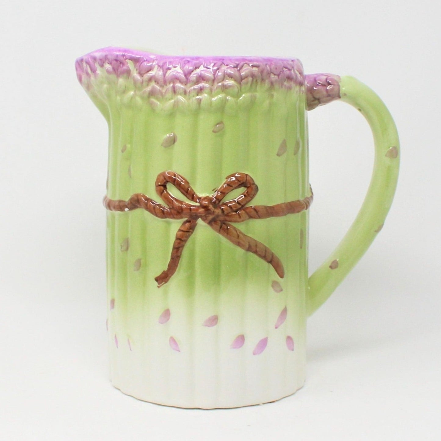 Pitcher, Albert Kessler & Co, Asparagus Hand Painted Pitcher Ceramic, Vintage