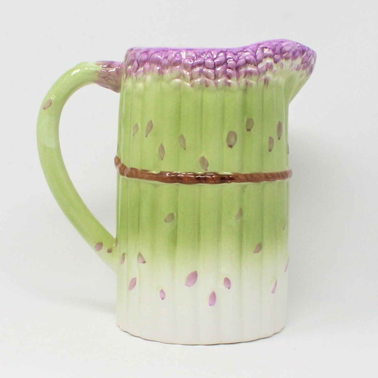 Pitcher, Albert Kessler & Co, Asparagus Hand Painted Pitcher Ceramic, Vintage