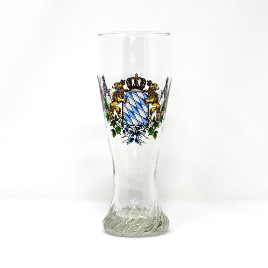 Beer / Pilsner Glass, Bavarian Lion Crest, Wittelsbach Dynasty, Swirled Base, Vintage