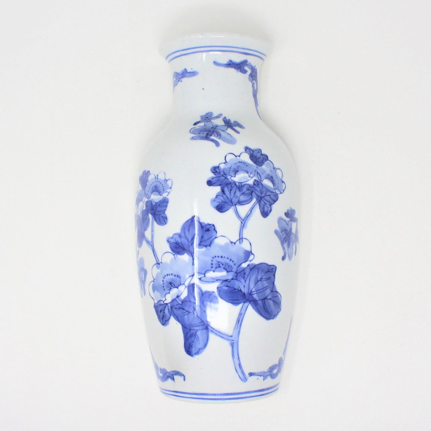 Vase, Wall Pocket, Oriental Blue and White Floral, Porcelain