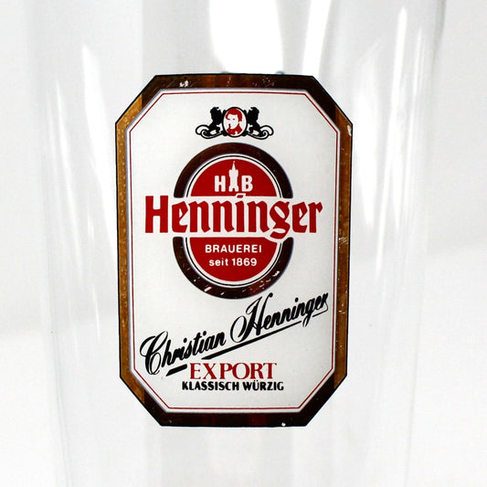 Beer / Pilsner Glass, Christian Henninger Export Logo, Beer Flute, Advertising, Vintage
