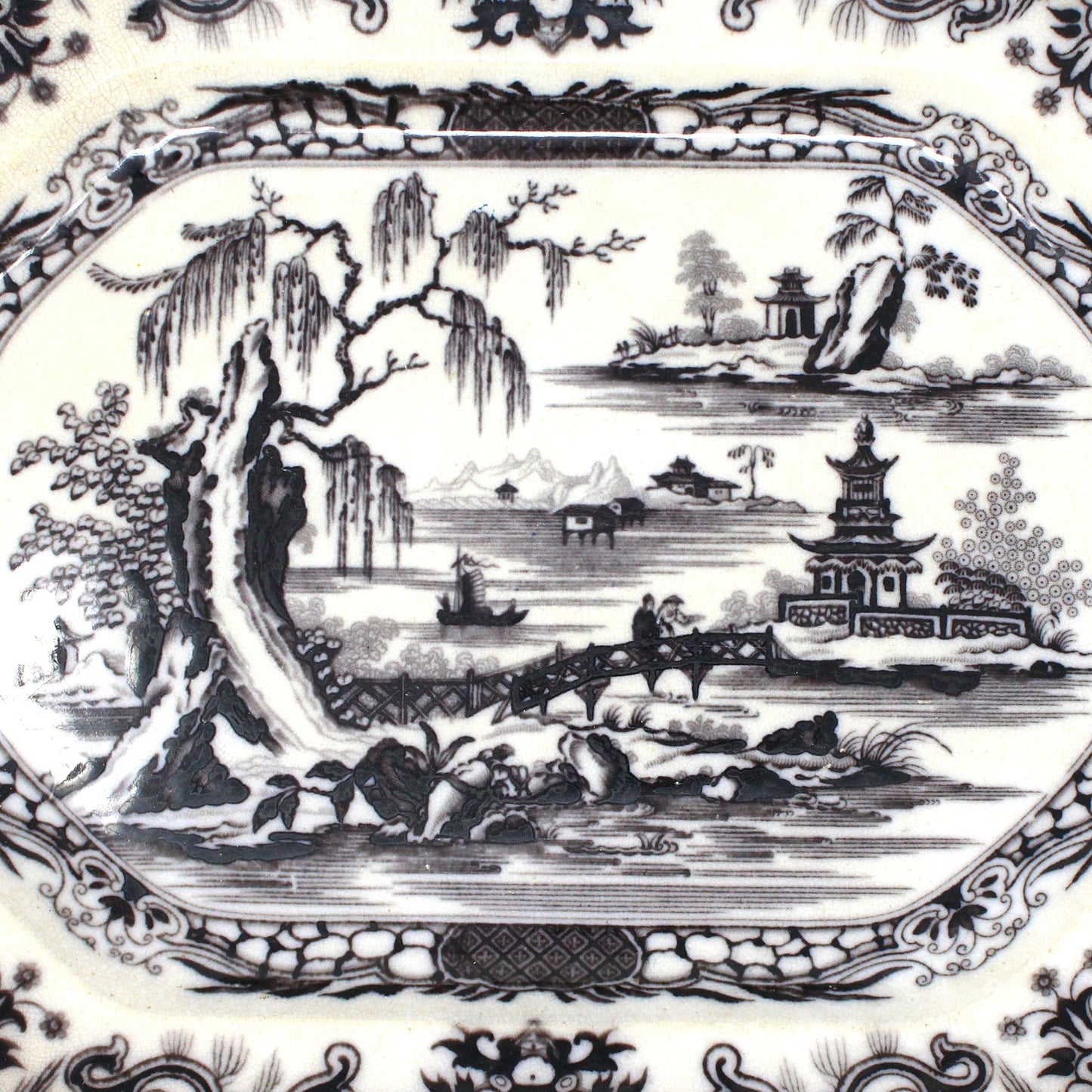 Serving Platter, Mellor, Venables & Co, M.V. & Co, Beauties of China Pattern, England, RARE Antique