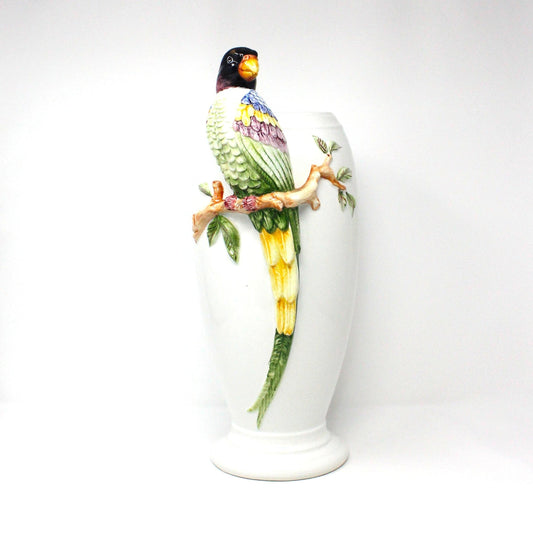 Vase, Oggetti Italy, Tropical Dimensional Parrot, Hand Painted, Vintage RARE