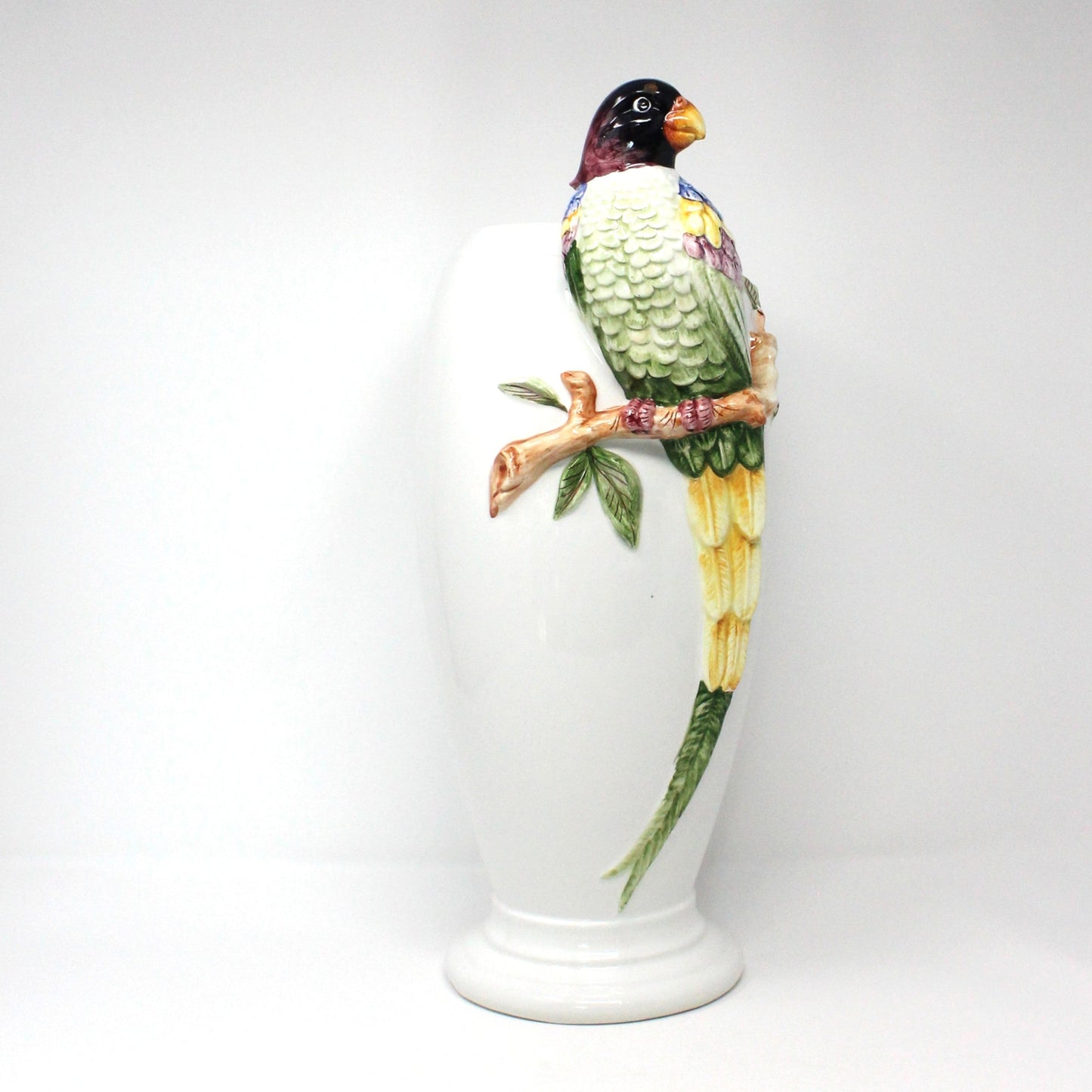 Vase, Oggetti Italy, Tropical Dimensional Parrot, Hand Painted, Vintage RARE