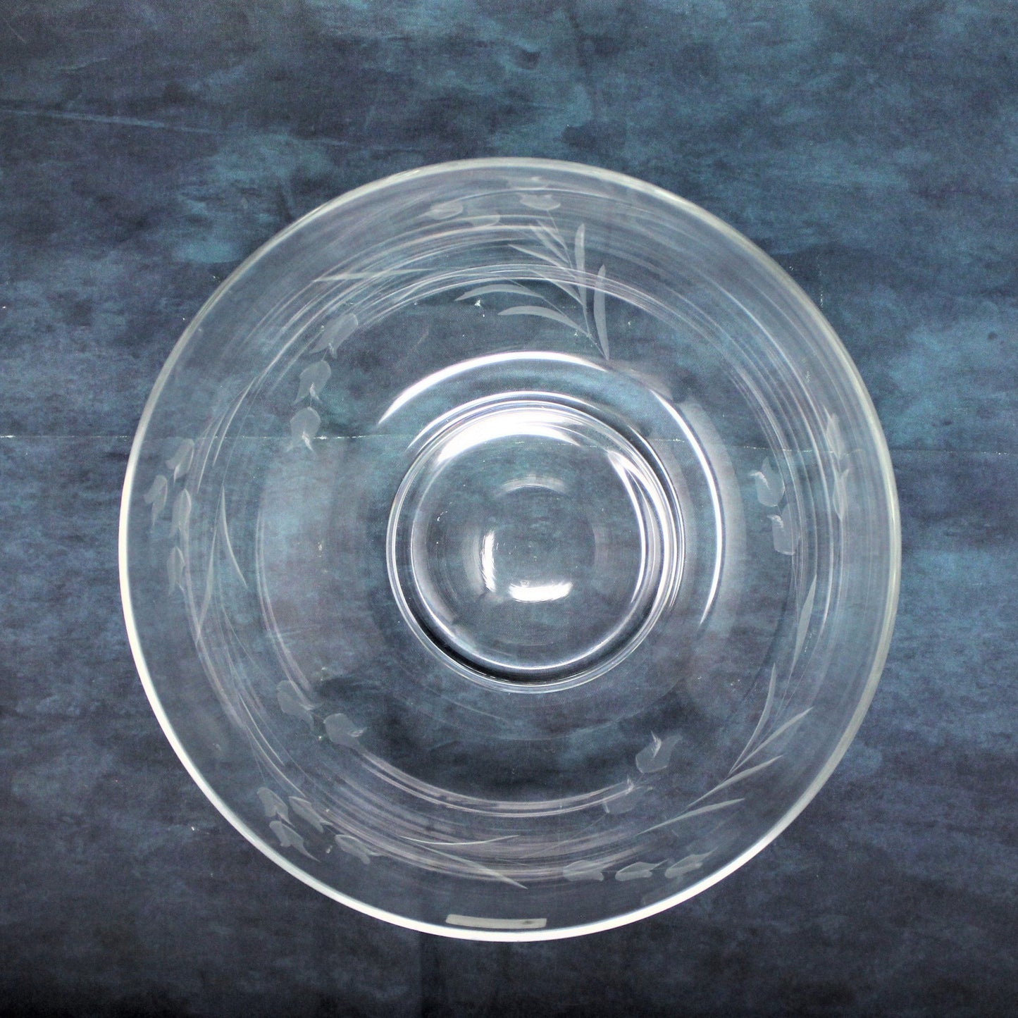 Bowl, Colony Glass, Etched Tulips, Hand Made, Vintage Romania