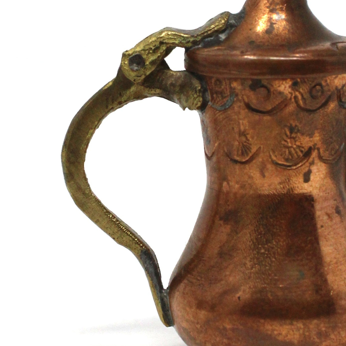 Coffee Pot, Middle Eastern Dallah, Copper and Brass, Arabic Coffee Pot, Vintage 2.5"
