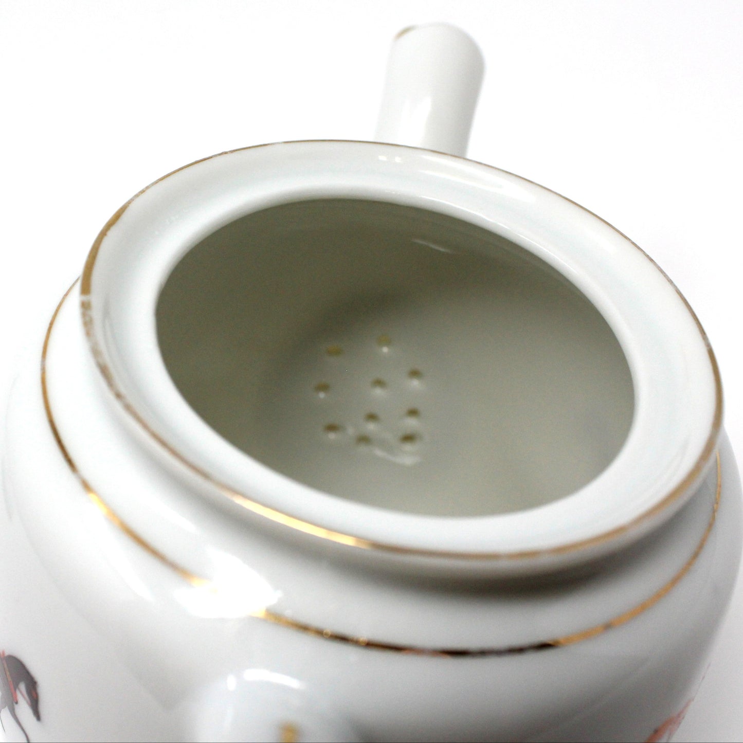 Teapot, Victorian Couple on Horse-Drawn Carriage, Golden China ROC, Vintage