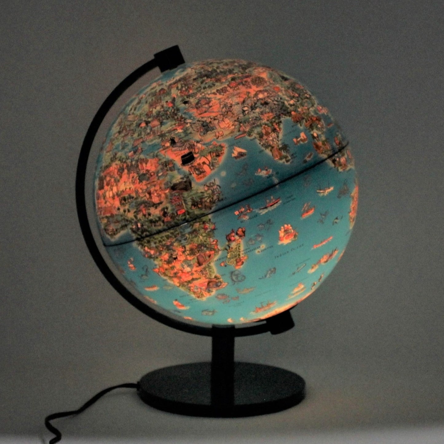 World Globe, Illuminated Graphics Desktop Globe, Explorer Illustrations, Vintage, SOLD