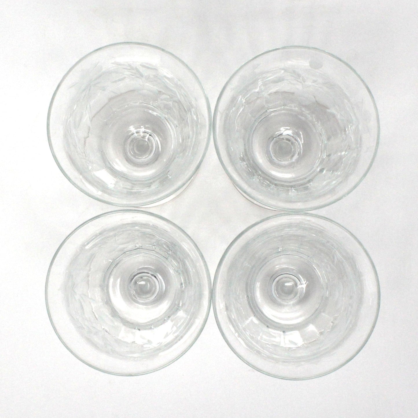 Glasses, Cocktail / Wine / Juice Glasses, Footed, Cut / Etched Crystal Florals, Optic Glass, Set of 4, Vintage