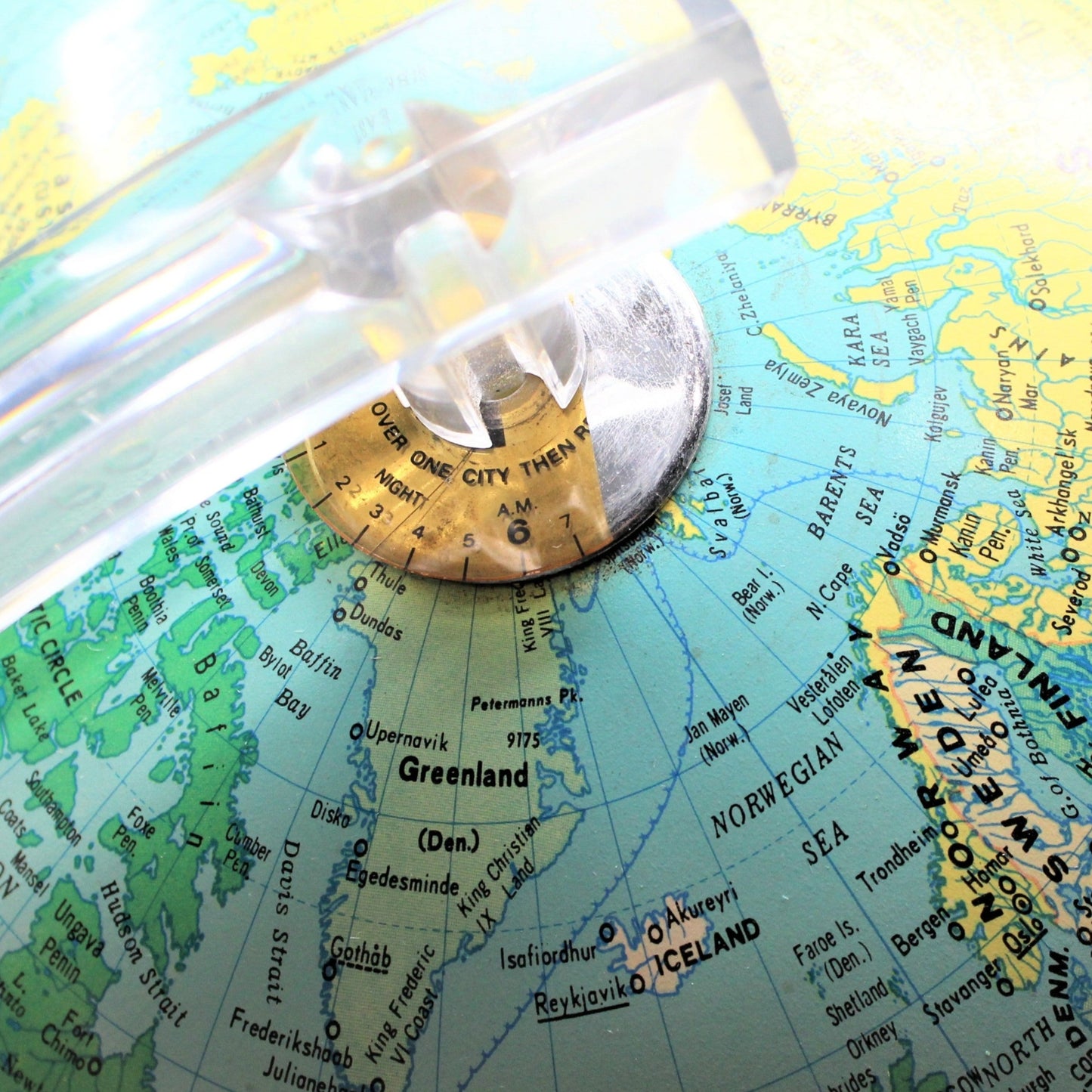 World Globe, Illuminated Desktop Globe, Physical/Political by Nova Rico, Italy, Vintage