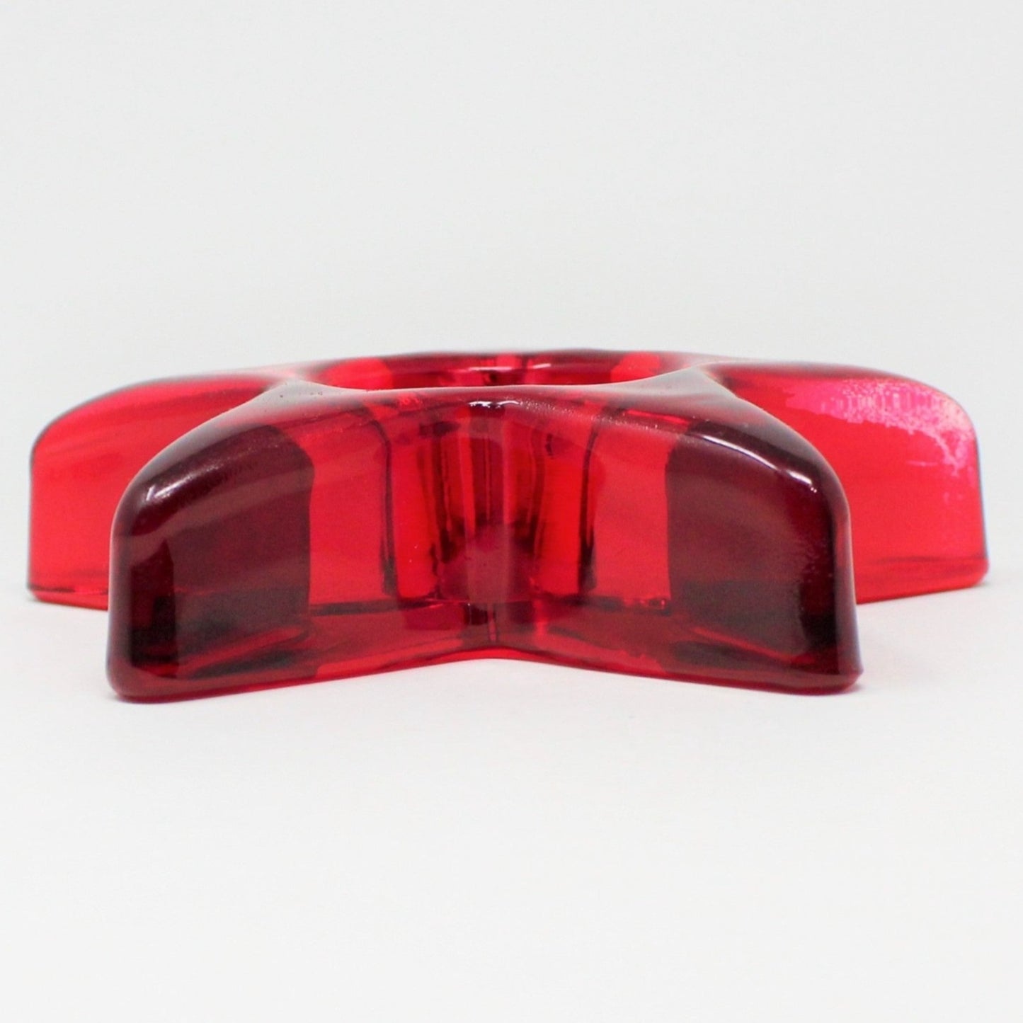 Candle Holder, Ruby Red Star Shaped Tealight Holder, Red Glass