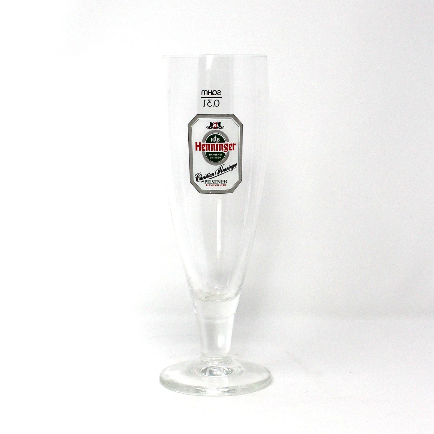 Beer / Pilsner Glass, Christian Henninger Export Logo, Beer Flute, Advertising, Vintage