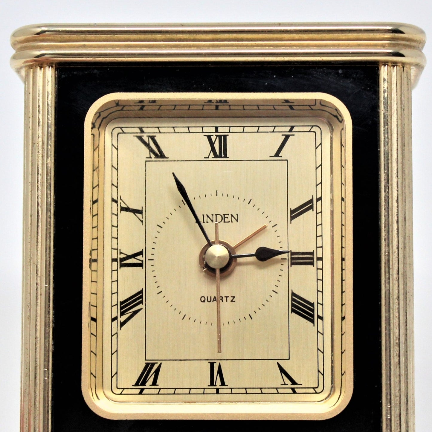 Clock, Linden, Travel Alarm, Quartz, Brass/ Black Trim, Vintage, SOLD