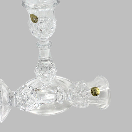 Candle Holders, Cristal D'Arques, Longchamp Clear Pattern, France Crystal, Vintage Set of 2