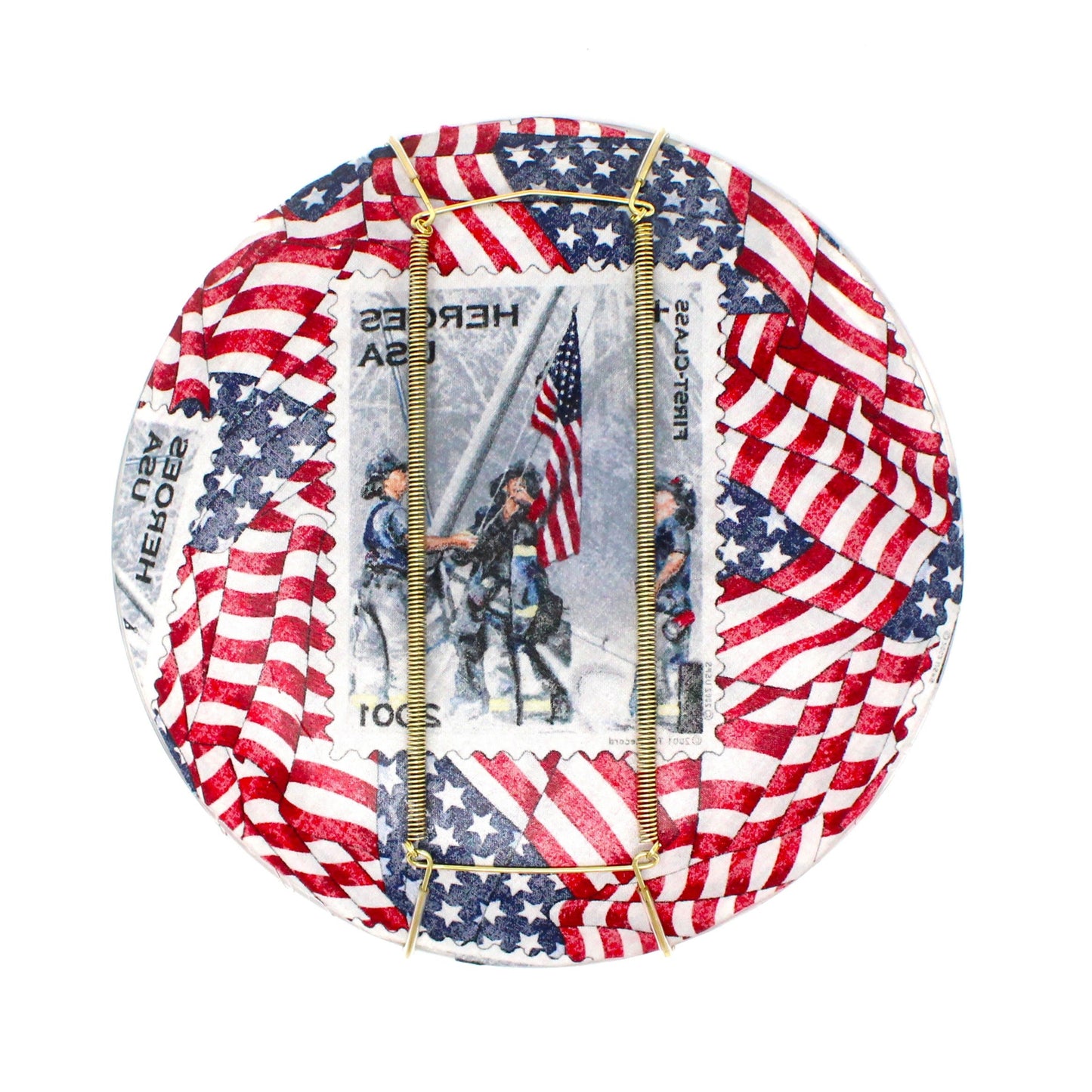 Decorative Plate, 2001 Fire Fighter Hero's Large Stamp, Honoring Fire Fighters, Americana Wall Plate