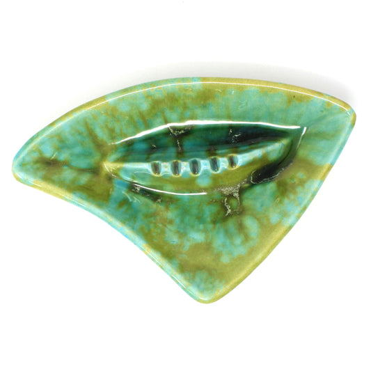 Ashtray, Maurice of California Pottery, D405, Mid-Century Modern, Green, Turquoise & Gold, Vintage
