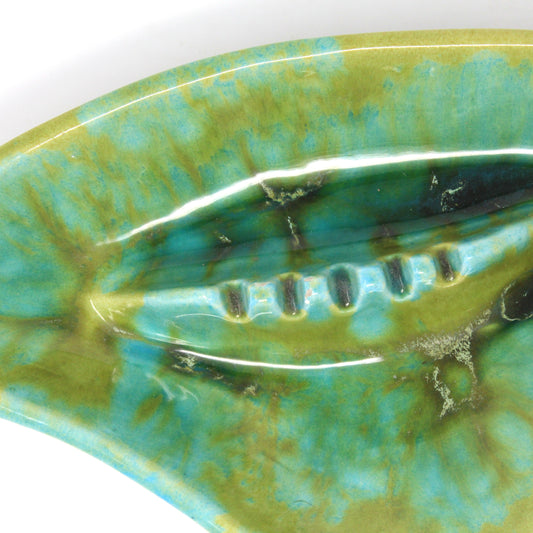 Ashtray, Maurice of California Pottery, D405, Mid-Century Modern, Green, Turquoise & Gold, Vintage