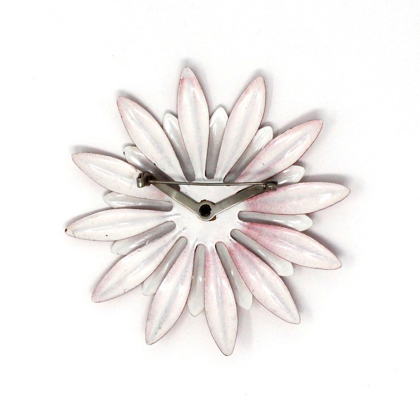 Brooch / Pin, Red, White and Blue Enamel Flower Pin, Double Petals, Vintage