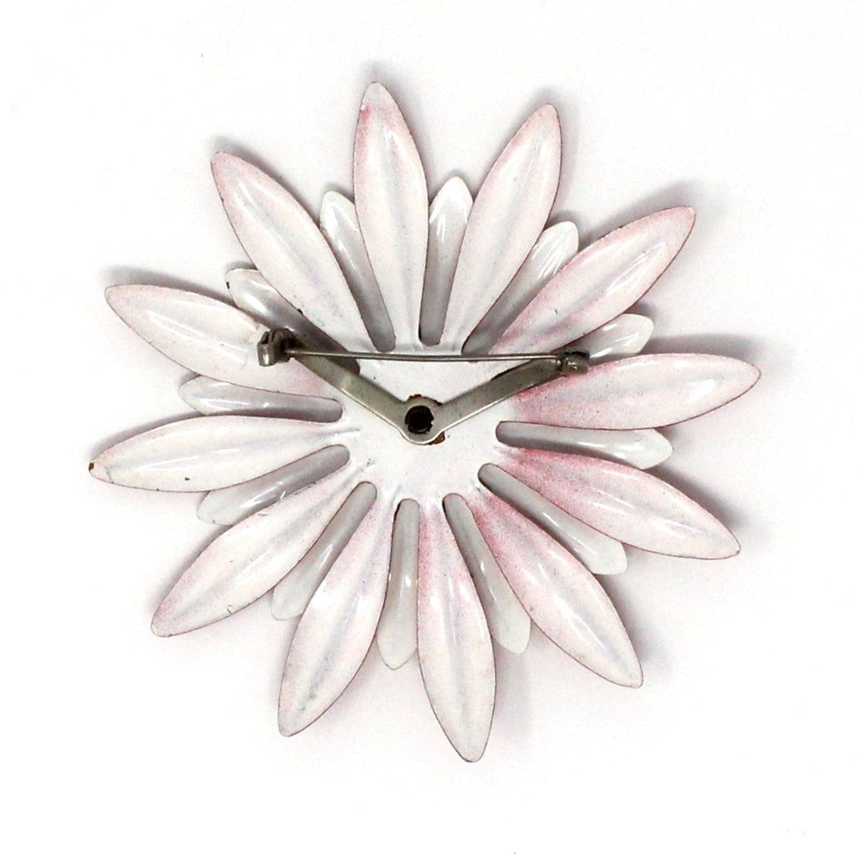 Brooch / Pin, Red, White and Blue Enamel Flower Pin, Double Petals, Vintage