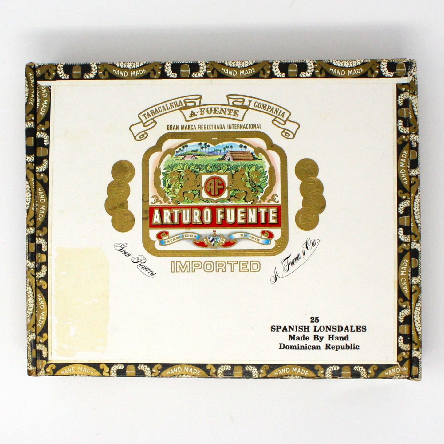 Box, Cigar Box, Arturo Fuente, Imported Maduro, Spanish Lonsdales, Wooden, Empty, Vintage