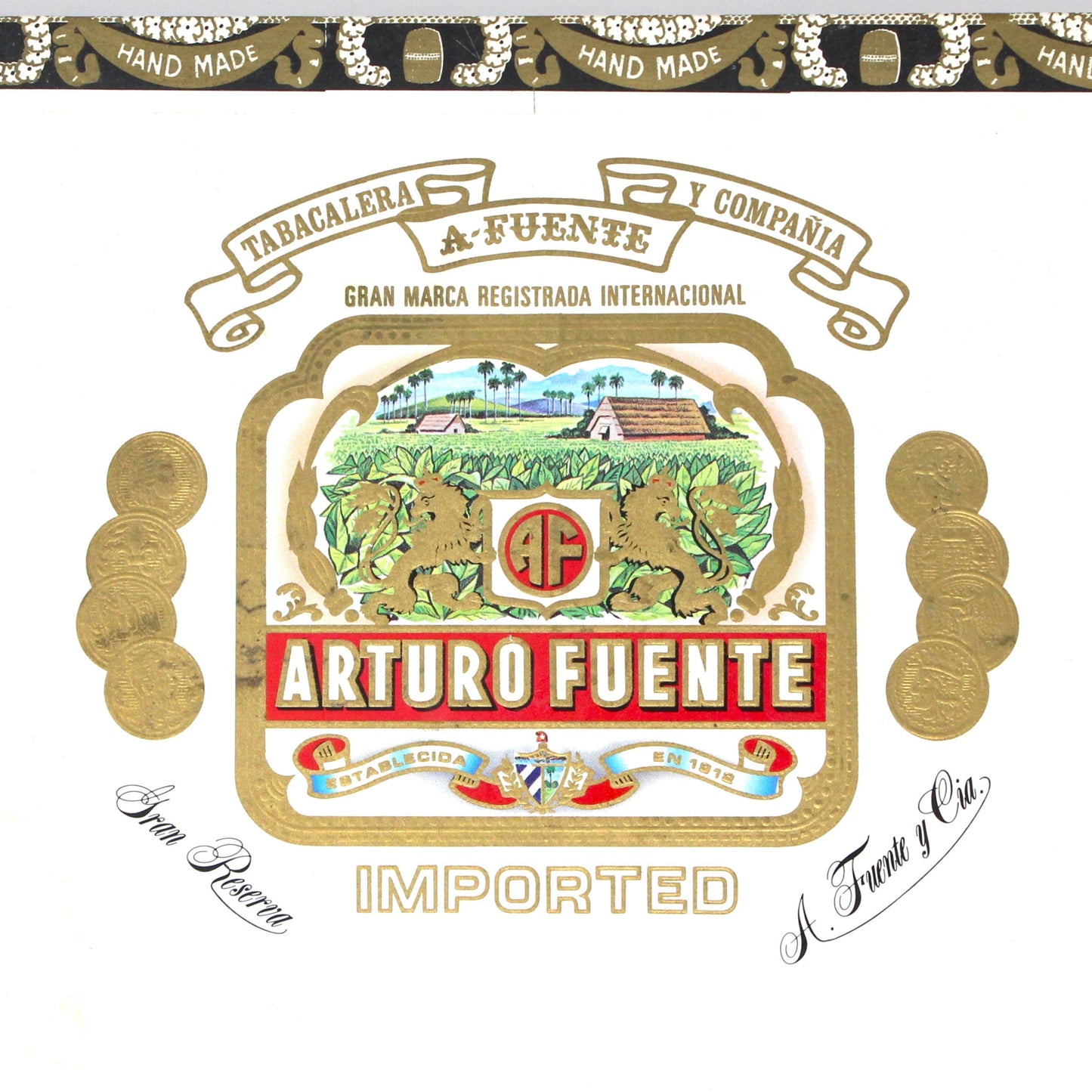 Box, Cigar Box, Arturo Fuente, Imported Maduro, Spanish Lonsdales, Wooden, Empty, Vintage