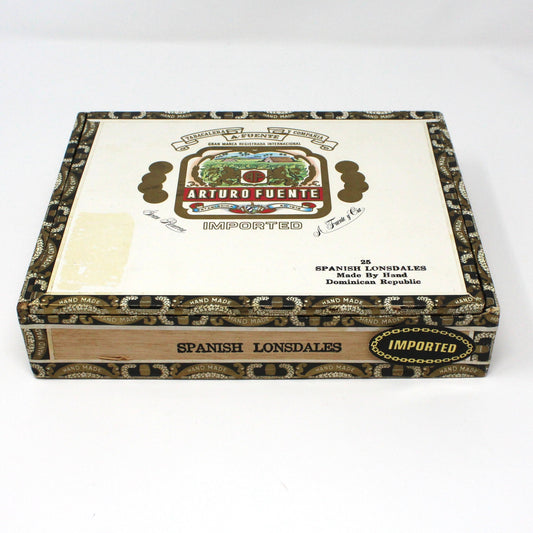 Box, Cigar Box, Arturo Fuente, Imported Maduro, Spanish Lonsdales, Wooden, Empty, Vintage