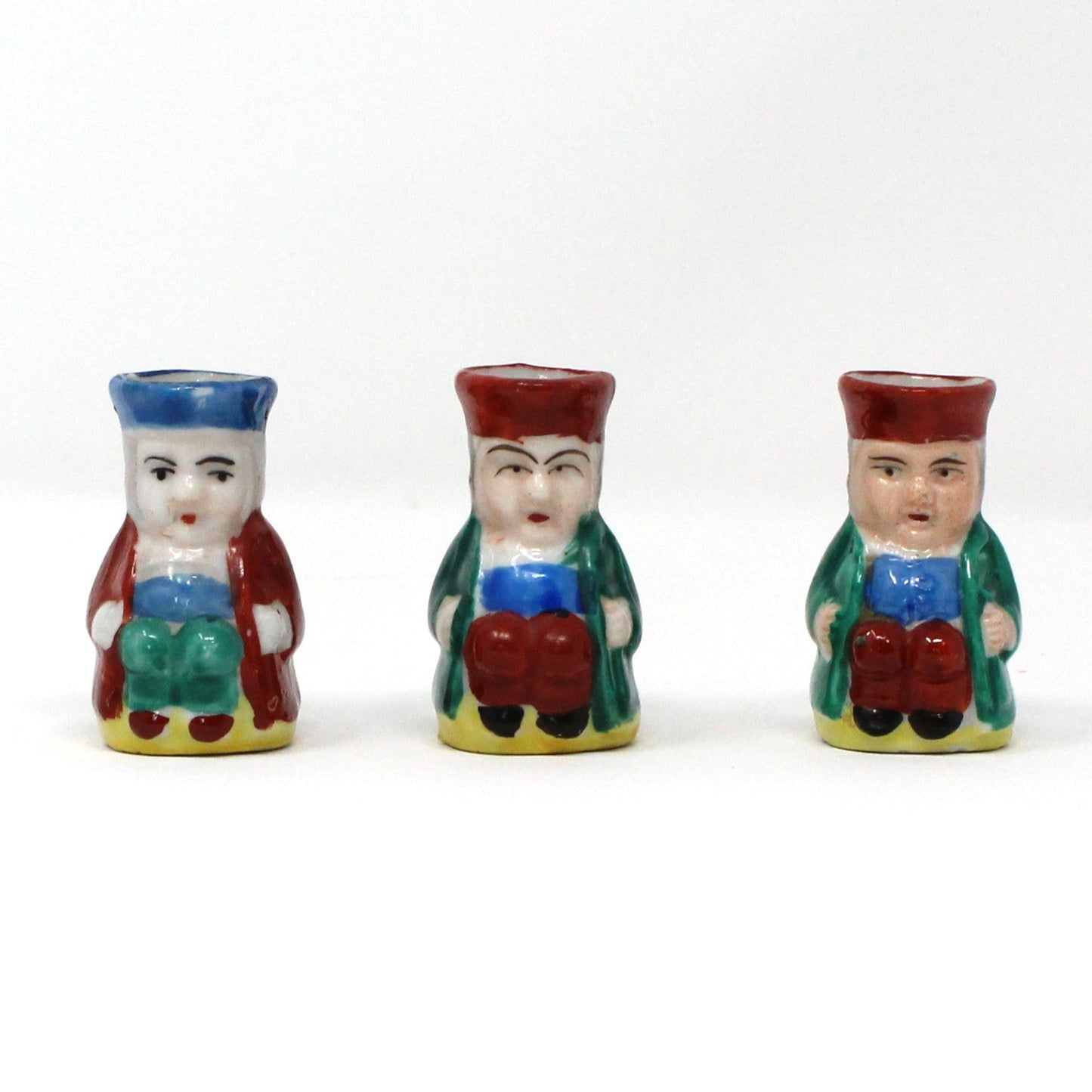 Pitchers / Jugs, Miniature Toby Jugs, Hand Painted, Set of 3, Occupied Japan, Vintage 2"