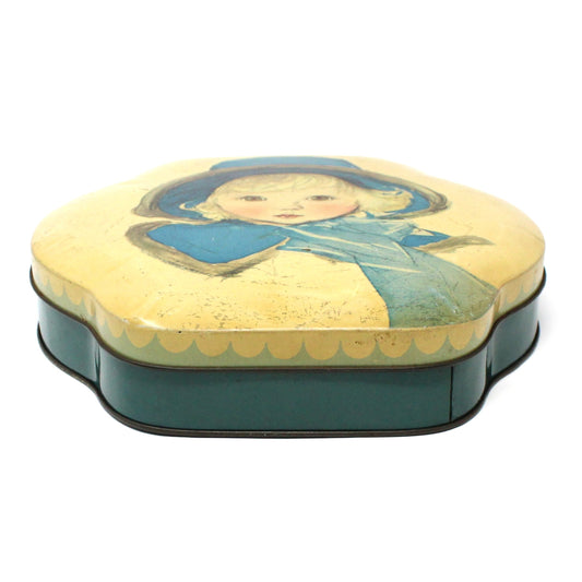 Tins, Gift Tin / Cookie Tin, Girl in Blue Hat, Cote D'Or Le Bon Chocolat Belgium, Vintage