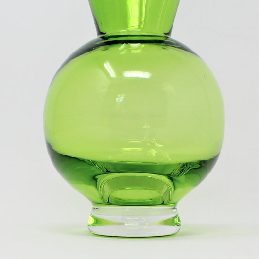 Vase, Dartington Fine Crystal, Hand Blown Urn Vase, Green Glass, Vintage, SOLD