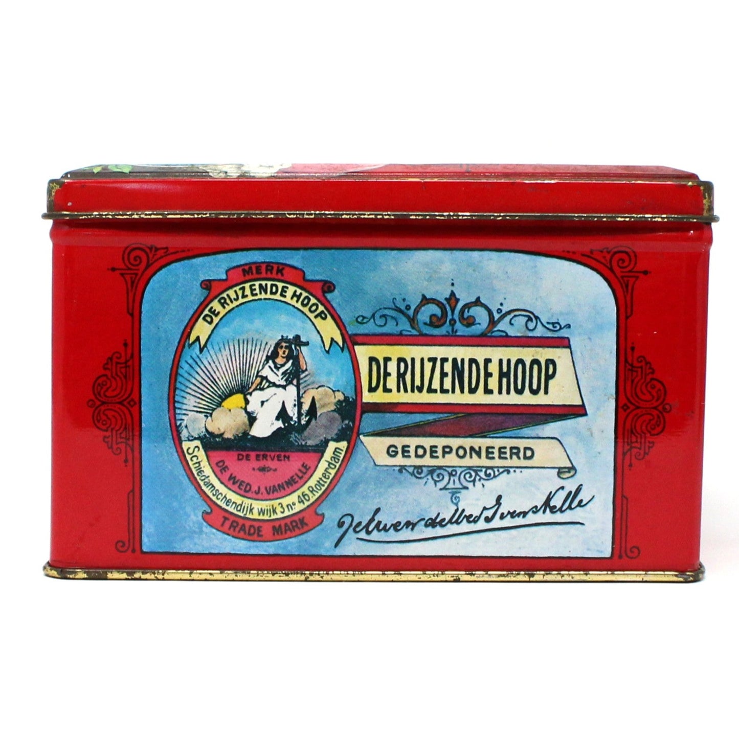 Tins, Coffee / Tea Storage Box, Van Nelle's Koffie Thee, Old World Dutch Images, Empty, Vintage