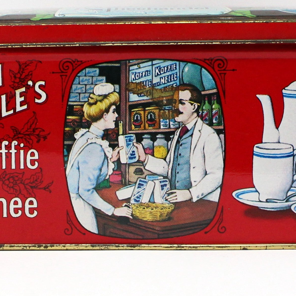 Tins, Coffee / Tea Storage Box, Van Nelle's Koffie Thee, Old World Dutch Images, Empty, Vintage