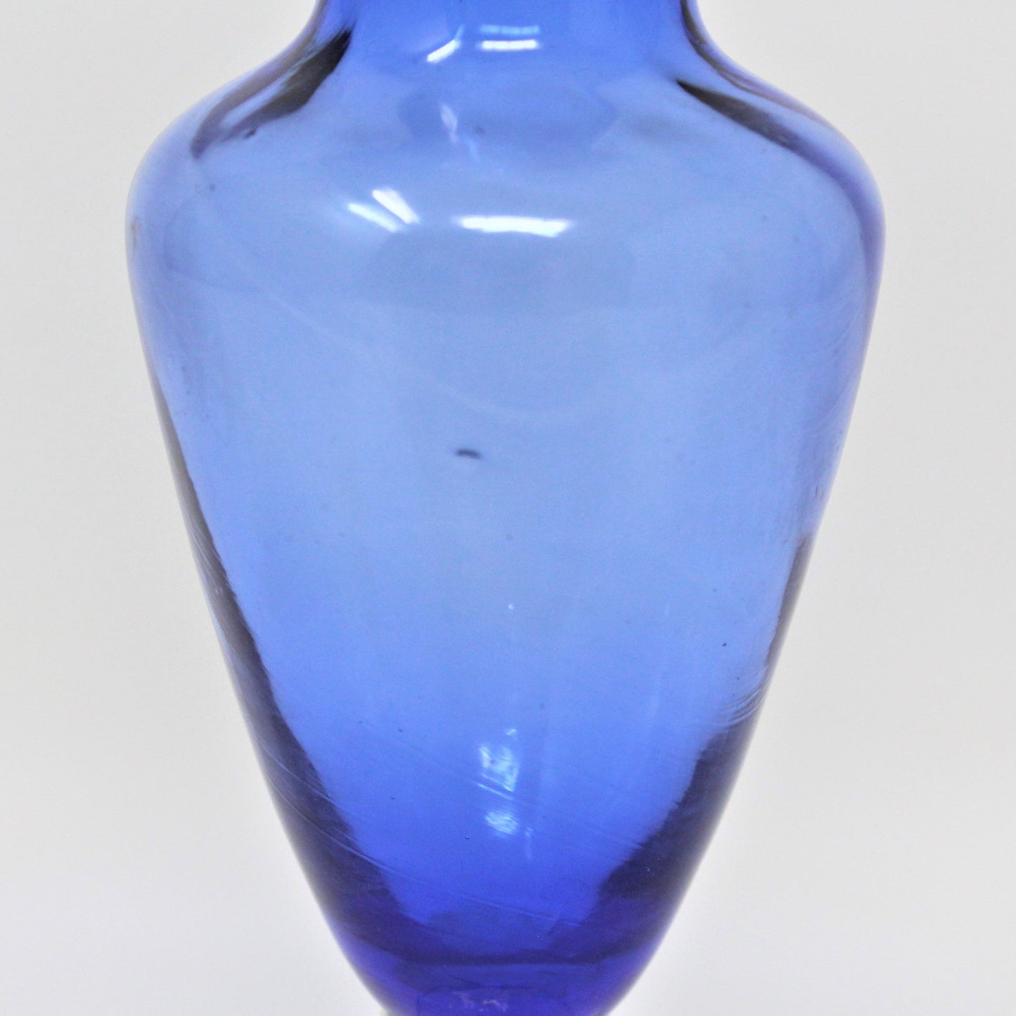 Bud Vase, Murano, Art Glass, Hand Blown Blue Glass, Ruffled Rim & Twisted Clear Foot, Vintage
