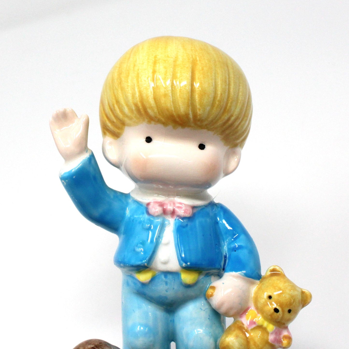 Figurines, Joan Walsh Anglund, Boy and Girl, 1981, Set of 2, Flower Girl, Teddy Bear Boy, Vintage