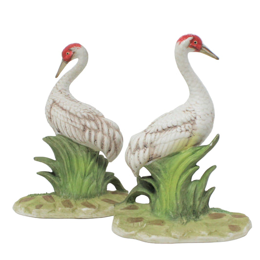 Figurine, Royal Crown / Arnart, Red Crowned Cranes, Artist Signed Jonathon Byron, Set of 2, Vintage