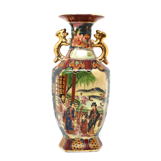 Vintage Royal Satsuma Oriental Vase with Foo Dog Handles