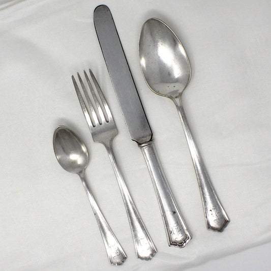 antique flatware, place settings for 4