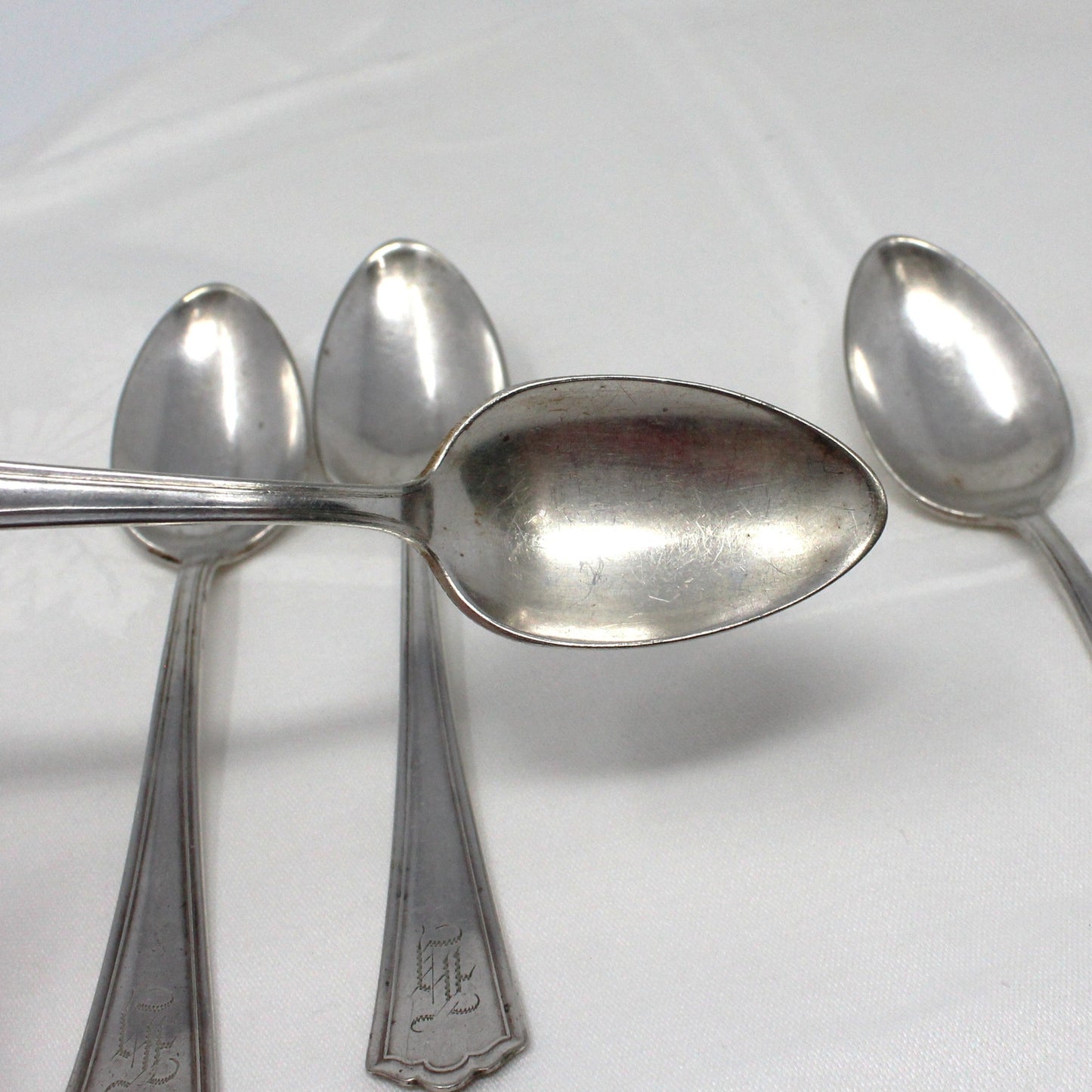 Flatware Set, R Wallace, Washington Pattern, 4 Piece Place Setting for Four, Matching Set, 16 Pcs, Antique Silverplate, Monogramed