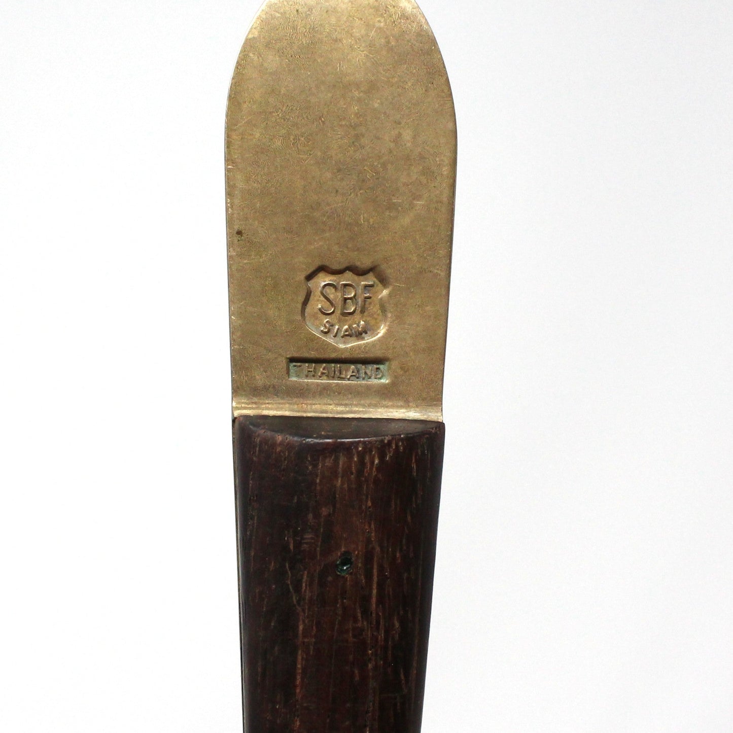 Salad Fork & Spoon Set, SBF, Brass Buddha with Teak Wood Handles, Serving Utensils, Vintage