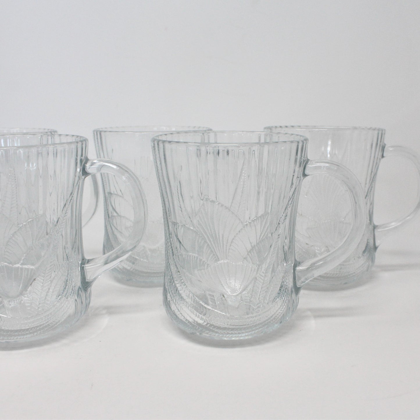 Mugs, Arcoroc, Canterbury / Crocus, Floral, Glass, Set of 6 Vintage